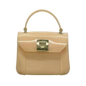 Auth FURLA Candy Beige Rubber Handbag
